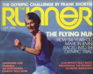 Marion Irvine - The Flying Nun - on the cover of The Runner in June 1984
