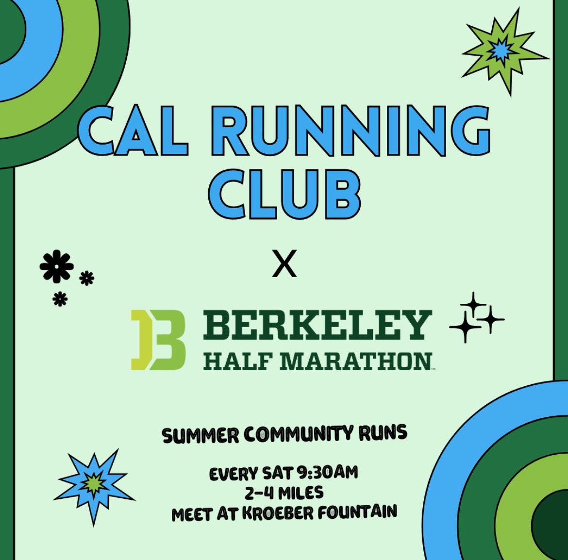 Cal Running Club and Berkeley Half Marathon graphic for summer community runs