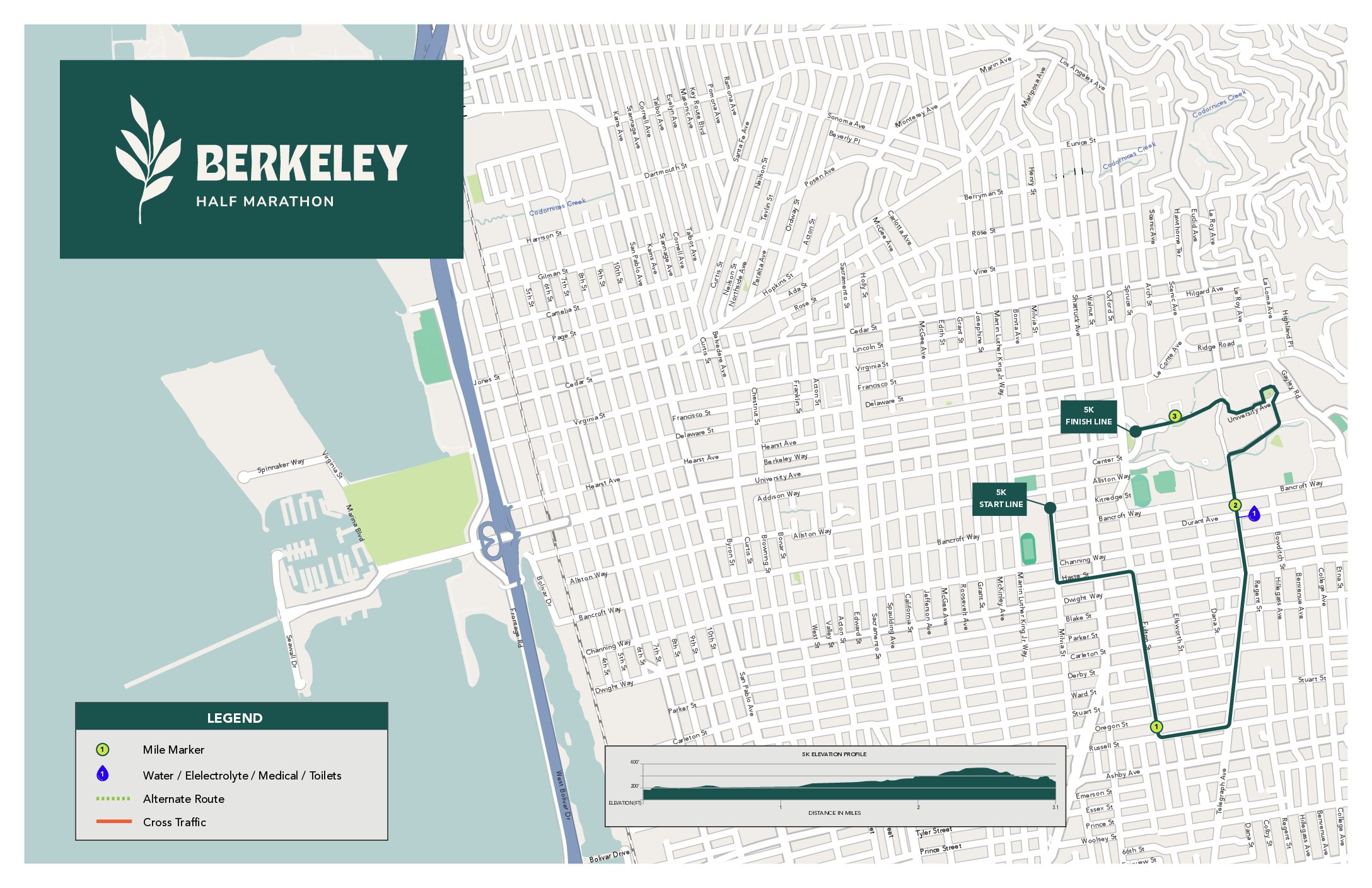 Berkeley 5K Route Map